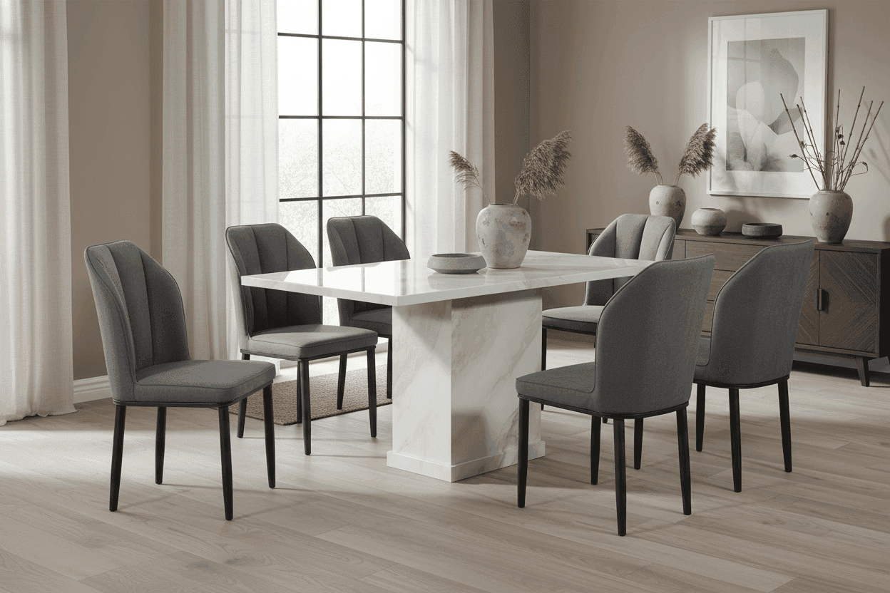 1+6 Marble Dining Set (1400mm) (T395+C411F)